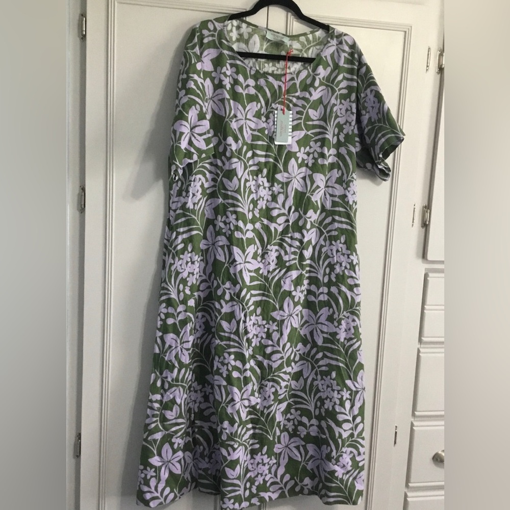 NWT Voyageur MERSEA Celeste 100% Linen Floral Dress ⭐️NO BELT⭐️ L